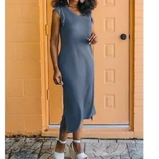 Matilda Jane Blue Midi Dress Flutter Sleeve V Neck Soft Knit Boho