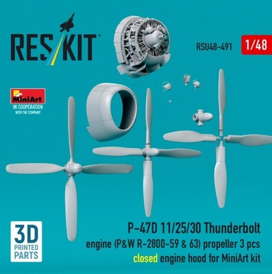 Reskit RSU48-0491 1:48 P-47D 11/25/30 Thunderbolt propeller (3 pcs)