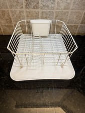 Vintage White Rubbermaid Dish Drainer Drying Rack Coated Wire With Sloped Mat