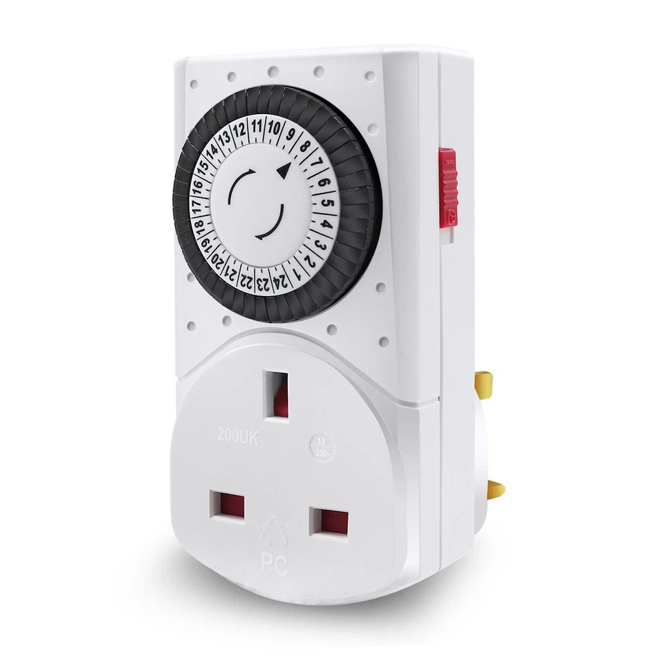 24 HOUR TIMER CLOCK SOCKET UK 3PIN MAINS PLUG IN TIMER SWITCH ...