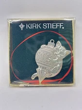 Kirk Stieff Pewter CAT ORNAMENT WITH CHRISTMAS BALL Boxed