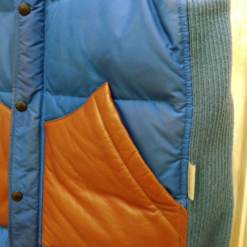 USED APE BATHING GENUINE LEATHER DOWN VEST ACCEPTABLE M-101DC - Picture 4 of 10