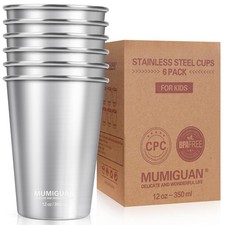 MUMIGUAN Stainless Steel Cups for Kids 12oz/350ml 6 Pack , Stainless Steel