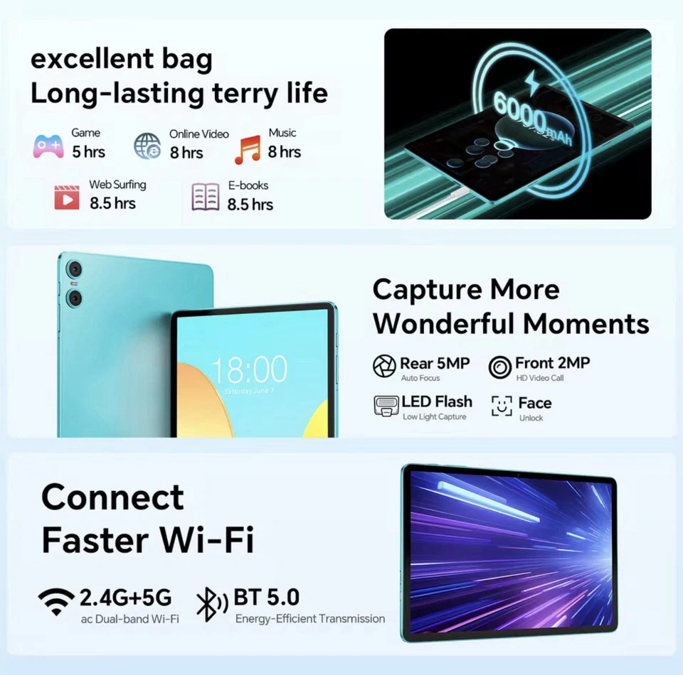 Tablet TECLAST P30 10.1 Pollici 12GB RAM 128 ROM Android 14 1280X800 IPS 8 CORE - Imagen 4 de 4