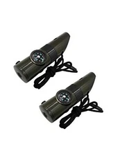 2 Pack Emergency Survival Whistle, 3-in-1 Emergency Whistles with Green-7 in 1