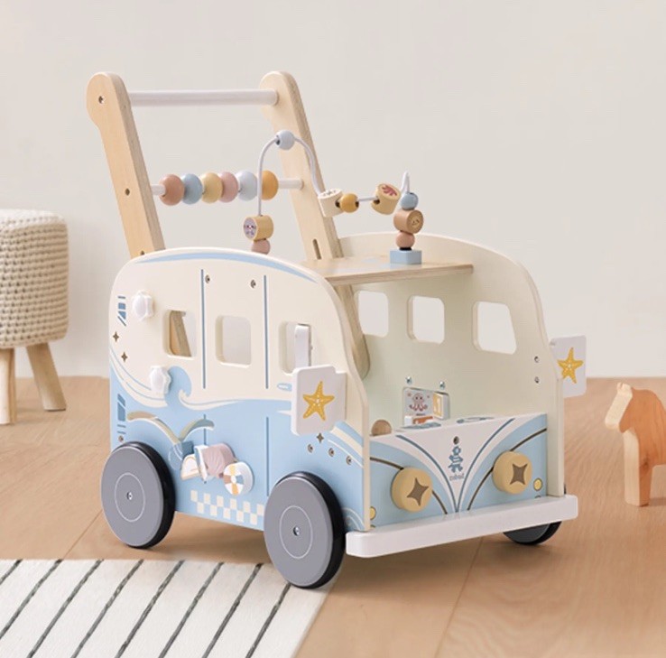 Robud Ajustable Speed Wooden Baby Walker Baby Activity Center Toy for Toddler 3+