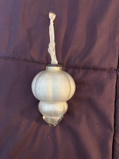 Midwest Kugel Christmas Ornament White Glass Shimmer Acorn Shape Silver Cap 4.5"