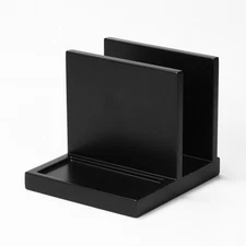 Wooden Napkin Holder Salt Pepper Caddy Black Kitchen Restaurant Bar Organizer