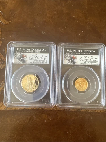 2002 Gold Eagle Pcgs Pr70 $5 And $10 Set  Philip Diehl