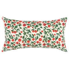 Rizzy Green Fruit Repeated Leaves Transitional Throw Pillow Nature Print T17339