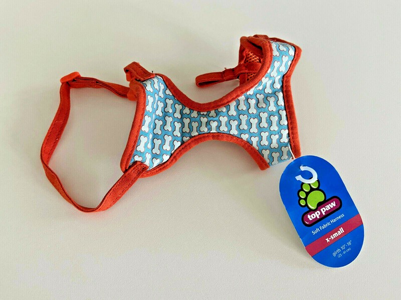 Top Paw Soft Fabric Dog Bone Adjustable Harness XS