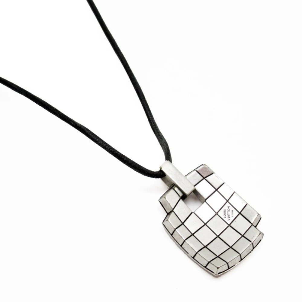 Louis Vuitton Necklace Metal Silver x Black Men's Jewelry