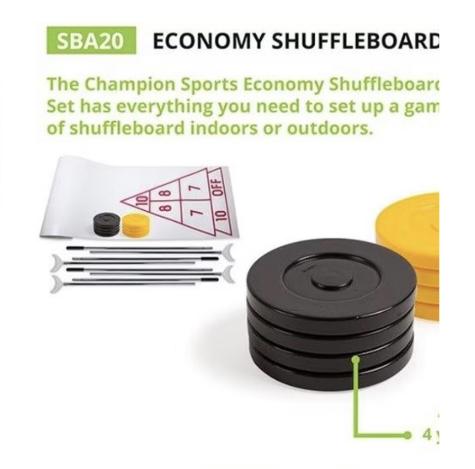 Champion Sports Economy Shuffleboard Set Indoor Outdoor 15’ Court 8