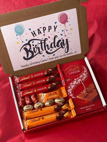 Personalised Lindor Lindt Chocolate Sweet Hamper Box Gifts for Him Gifts For Her
