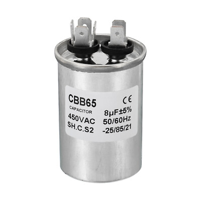 1Stk CBB65 8uF Betriebskondensator 8mfd AC 450V Aluminium Gehäuse mit 2 Stifte