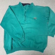 Canterbury of New Zealand Embroidered Quarter Zip Pullover Sweatshirt - XL teal