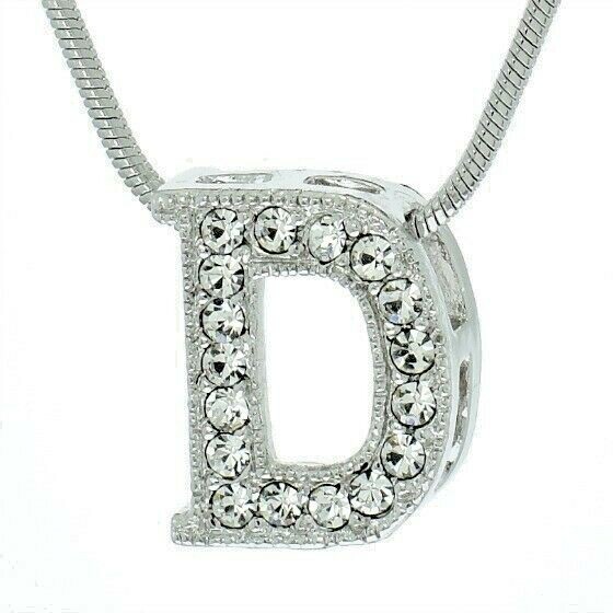 Swarovski Crystal D Initial Alphabet Necklace  