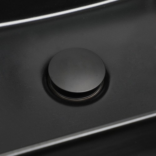 Black Bathroom Vessel Sink Rectangle Ceramic Vanity Basin Mixer Pop Up Drain Tap - Picture 8 of 9