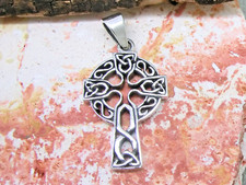 Croce Celtica 925 Argento Sterling Pendente Collana Massiccia Celti