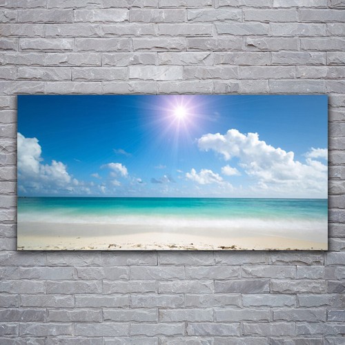 Tableau Décoration Murale Paysage Mer Plage - Impression Sur Verre Acrylique 100x50 Cm