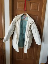 Women’s Duck Down White Fur Trim Hooded Jacket (l)
