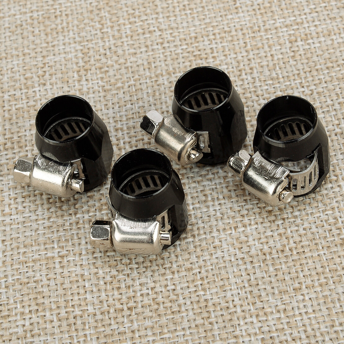 Aluminum Hex Hose Finisher Clamp For 4AN Fuel Hose - Hose OD 12.8mm (0.5") - Pack Of 2, Black