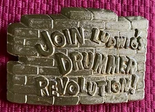 JOHN LUDWIG’S DRUMMER REVOLUTION! VINTAGE BELT BUCKLE MUSIC DRUMS PERCUSSION 76