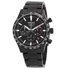 Seiko Men's Essentials Chronograph Quartz Black Dial Watch - SSB415P1 NEW