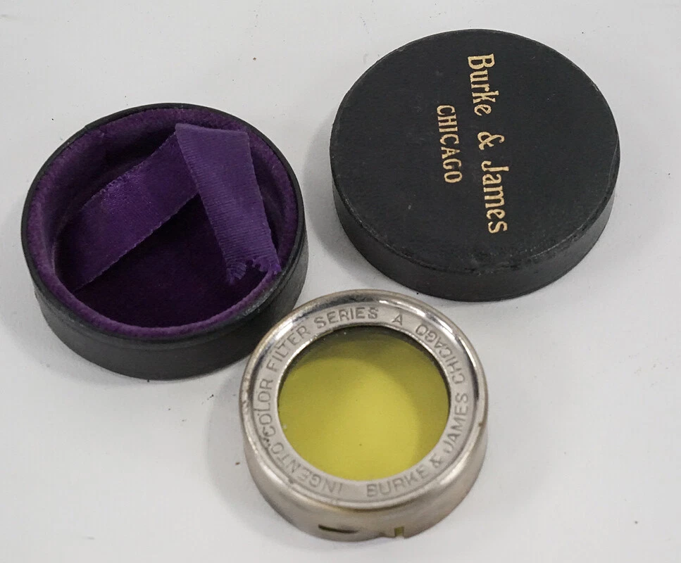 BURKE & JAMES FILTER, YELLOW, 34MM SLIP ON, WITH NICE LEATHER CASE/220157