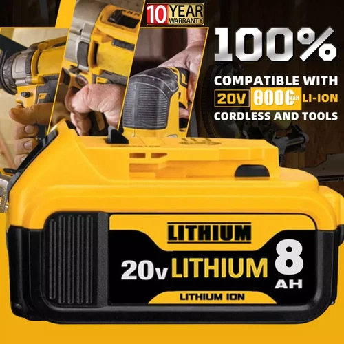 20V 5.0Ah 8.0Ah Replacement For DeWalt DCB206 20Volt Max Li-Ion DCB207 Battery - Picture 18 of 21