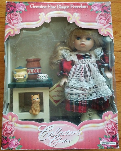 DanDee Collector's Choice Fine Bisque Porcelain Doll In Kitchen NEW in