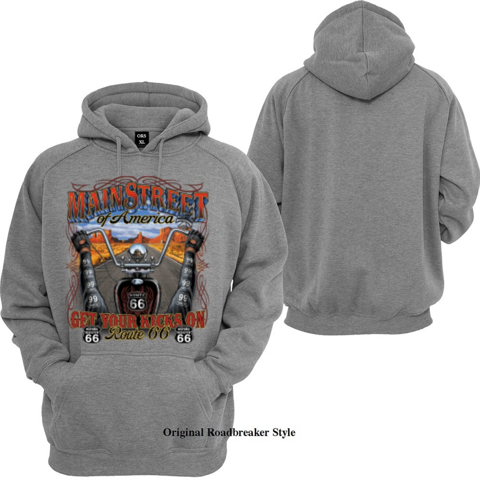 Hoodie / Hoody Grey Biker Chopper&old School Motif Model Main Street Of-image