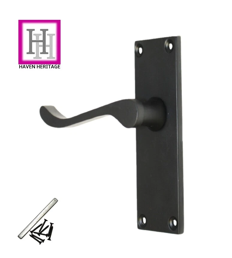 Door Handles Matt Black Lever Latch Door Pack Victorian Scroll - 150mm x 43mm - Image 2 of 4