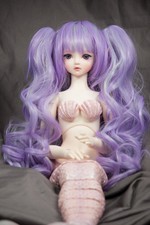 Doll Wig Base  Pony Clip 3PC Set - Meiko Lavender and Mint BJD 6-7" and 8-9"