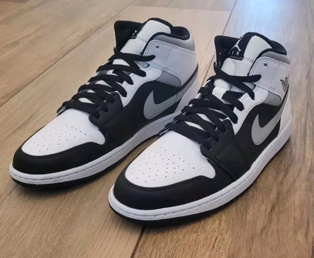 Air Jordan 1 Mid - Black White Smoke Grey Men Size 13 | eBay
