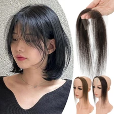 Frontal Hairpiece Real Human Hair Extensions Hairline Topper Toupee Lace PU Skin