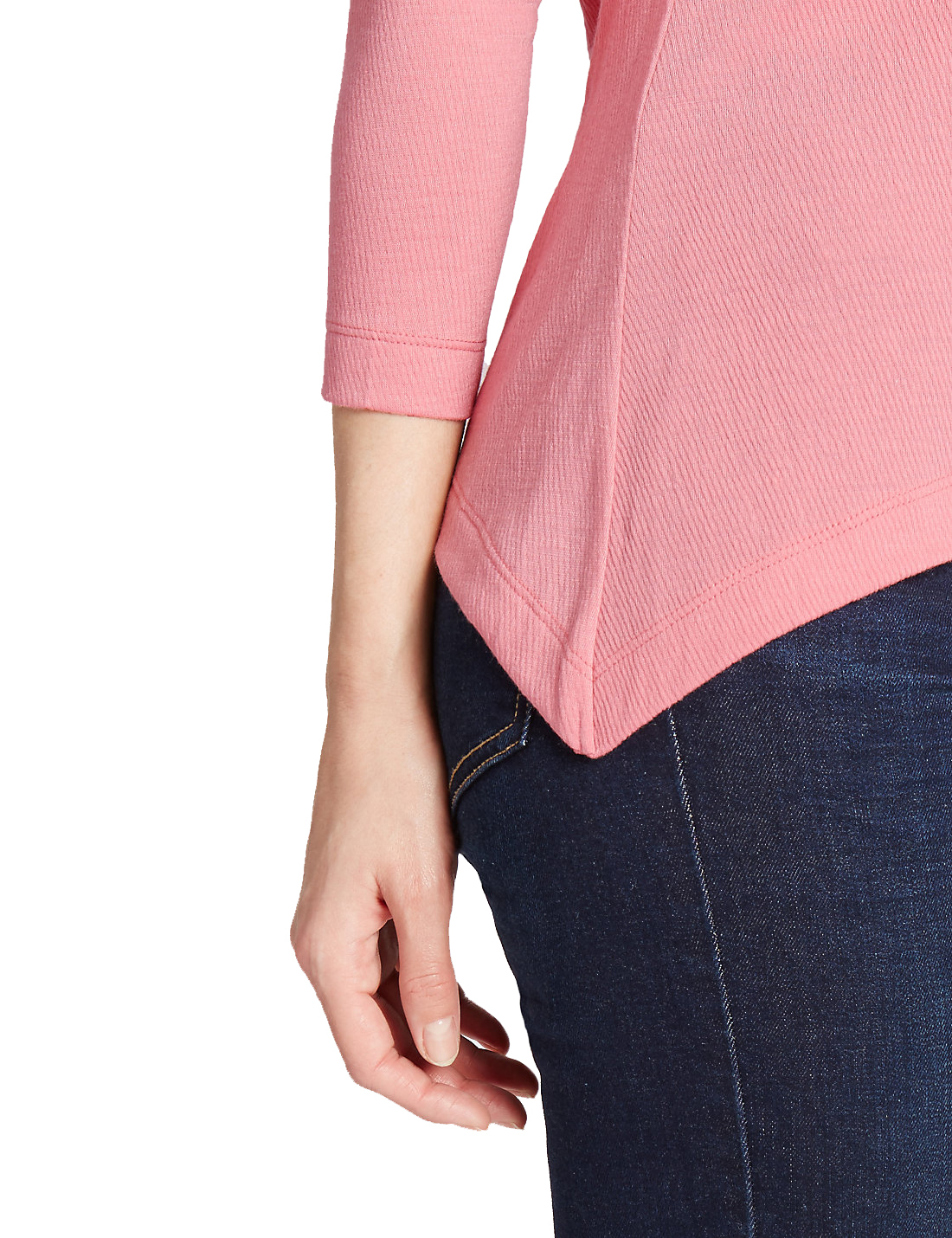 Marks & Spencer Womens Hanky Hem Long Sleeve Jersey Top New M&S Blue