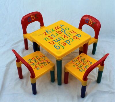 ABC TABLE AND CHAIR SET Alphabet Childrens Plastic - Kids Toddlers ...