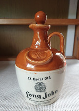 VINTAGE STONEWARE 12 YEARS OLD LONG JOHN SCOTCH WHISKY JUG / FLAGON