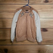 Kendall & Kylie Small Jacket Coat Embroidered Birds Freedom Peach Sheen