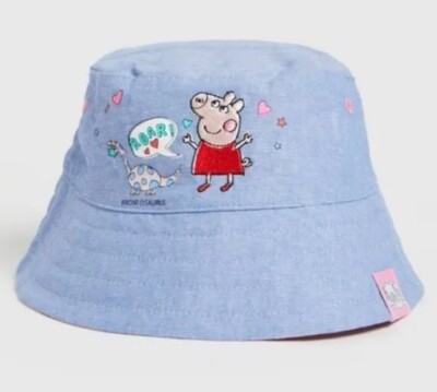 Peppa Pig Fischerhut wendbar rosa und Chambray Denim 1-2 Jahre TU