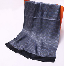 100 Silk men Scarf satin neckerchief Wrap plaid gray black MY113-9