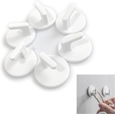 6 Pcs Adhesive Hooks, Plastic Hooks, Small Wall Hooks for Hanging,Drill-Free ...