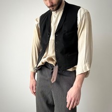 Antique Early 20th Century Edwardian French Black Waistcoat Vest Size S