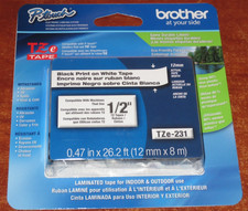 NEW - Brother P-Touch TZe231  - Black on White tape - sealed