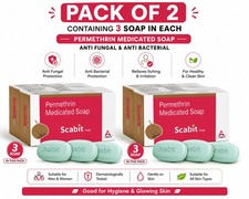 ALLOES Permethrin Medicated Soap Pack of 6 Anti Fungal Antibacterial Bar