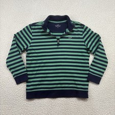 Vineyard Vines 1/4 Zip Sweater Youth L 16-18 Navy Green Stripe Pullover Boy Pima