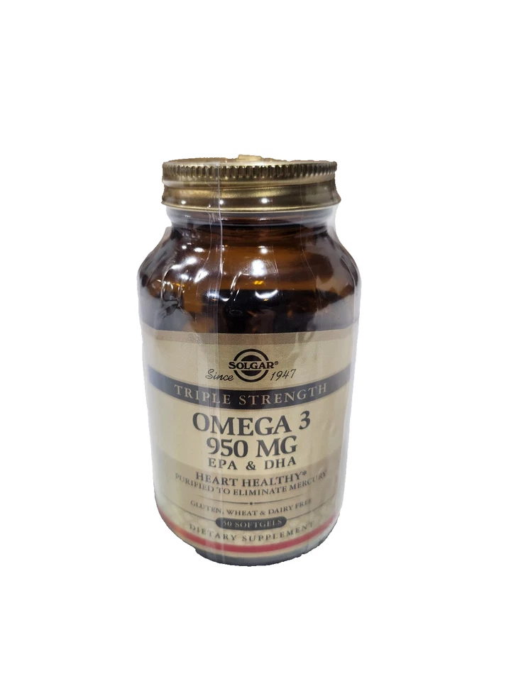 Solgar Triple Fuerza Omega-3 950 mg 100 Cápsulas Blandas - Paquete de 2 Botellas - Exp 07/2027 Foto 2 de 4