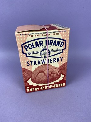 Original Vintage c1950s Polar Brand Strawberry Ice Cream Half Gallon Box