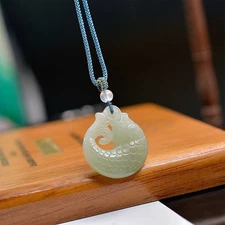 Certified Natural Hetian Jade Hand-carved Exquisite Carp Statue Pendant 2272